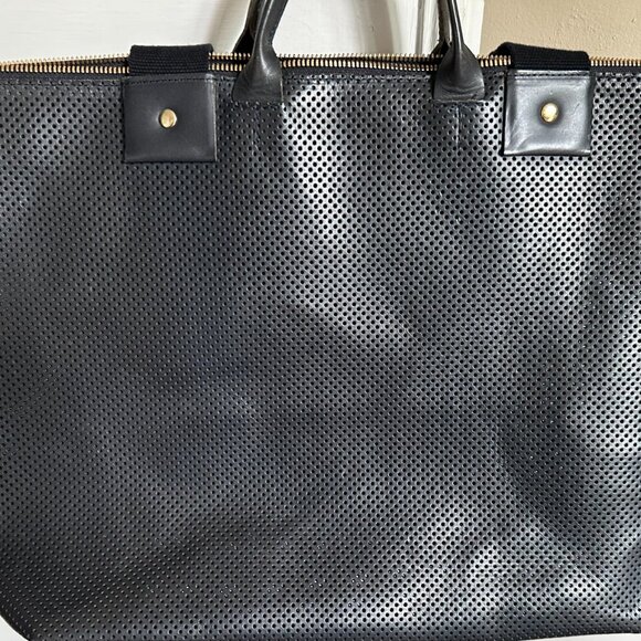 Clare V. Le Zip Sac in Black Perf Leather w/Black  Cotton Webbing Straps - Picture 6 of 9
